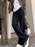 Vevesc Harajuku Casual Sweatpants Women Loose High Waist Solid Pants Korean Streetwear Simple Lace Up Vintage Straight Trousers