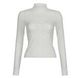 Vevesc Y2k Vintage See-through Mesh Tops White Long Sleeve Floral Graphic Tshirt Coquette Spring Clothes Women