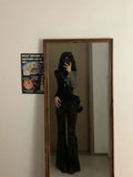Vevesc Sexy Korean Spliced Hollow Out Design Slim Fit Tops Y2k Aesthetic High Street Harajuku Commuter Girl Shirts American Punk Tees