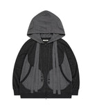 Vevesc Korean Y2k Aesthetics Patchwork Hoodies Women Tops Harajuku Drawstring Sweatshirt Casual Oversized Double Zippers Streetwear