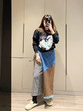 Vevesc Women Gothic A-line Long Skirt Vintage Y2k Skirt Harajuku Korean Streetwear Tie-Dyed Skirts 2000s Goth Clothes Summer