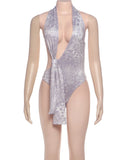 Vevesc  Sexy 2piece Set Leopard Print Women Backless Sleeveless Deep v-Neck Halter Bodysuits+Stretch Shorts Street Matching Suit