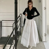 Vevesc American Style Ruched A-line Skirt For Women Lazy Street Mid-length Loose Skirts 2024 Summer New High Waist Faldas Mujer