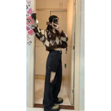 Vevesc V-Neck Slim Fit Sweater Mujer Y2K Korean Preppy Style High Waist Crop Tops Knitted Women Contrast Color Short Hotsweet Pullovers