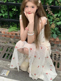Vevesc  Fashion Sweet Dress for Women Floral Ruffles Lace Patchwork Irregular Sleeveless Design Dresses Summer Female Slim Clothing