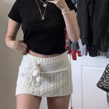 Vevesc New American Fashion Knitted Skirts Y2k Aesthetic Solid Punk Sexy High Street Women Mini Skirt Vintage Fashion Popular Bottom