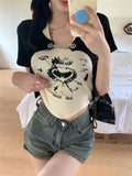 Vevesc New Fashion Y2k Aesthetic Two Piece Sets Sleeveless Slim Waist Halter Tank Tops High Street Black Spliced Chain Punk Cardigan