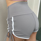 Vevesc American Sexy Drawstring Black Shorts Women 2024 Summer New Slim Waist Knitted Bottoms Y2k Grunge Knee-Length Ropa Mujer
