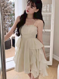 Vevesc Summer Bule France Elegant Dress Women Backless Fashion Designer Suspender Dress Female Ruffle Flounce Korean Sweet Dress