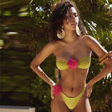 Vevesc summer new women's clothing three-dimensional flower decoration camisole sexy briefs bikini Brazilian swimsuit suit