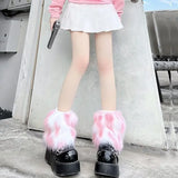 Vevesc Lolita Kawaii Fur Warm Leg Warmers Harajuku JK College Style Knitted Warm Socks Over Knee Boot Cuffs Wide Leg Socks