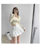 Vevesc Style Simple High Waist A-line Pleated Skirts Korean All Match Popular Harajuku Punk Girl Bottom Y2k Aesthetic Skirt