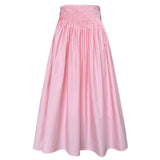 Vevesc  Elegant High-Waisted Pink A- Line Skirt Sweet Umbrella Design Sensibility Plenty of Pleats Medium-Length Women's Fashion
