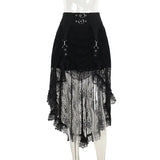 Vevesc Gothic Subcultural Slash Neck Tassel Slim Tops Flower Print Y2k Aesthetic Clothes Spliced Patchwork Lace Lrregular Short Skirts