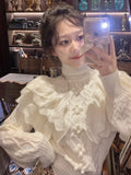 Vevesc Women's White Gothic Pullover Knitted Sweater Harajuku Korean Y2k Turtleneck Long Sleeves Jumper Sweaters Vintage 2000s Clothes