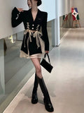 Vevesc Gothic Elegant Retro 2 Piece Dress Set Even Party Women Casual Y2k Crop Tops + Mini Skrits Summer Korean Fashion Suits