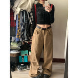 Vevesc Y2K 2000S Cargo Jeans Women Vintage Oversized Denim Wide Leg Pants Japanese Harajuku High Waist Baggy Straight Trousers