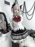 Vevesc Japanese Kawaii Sweet Lolita Puff Sleeve Shirt Summer Y2k Aesthetic Lace Patchwork Blouse Cute Top Women JK Slim Fit Blusas