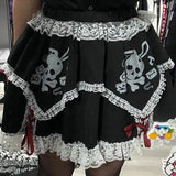 Vevesc Punk Fashion Streetwear Subcultural Skirts Y2k Aesthetic Patchwork Lace American Vintage Lace Up Clothes Japan Lolita Girl Skirt