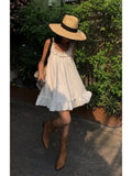 Vevesc Women Casual Sleeveless Ruffles Mini Dress White Boho Beach Sundress Cute Girl Home Dresses Loose Summer Dress Oversized