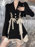 Vevesc Gothic Elegant Retro 2 Piece Dress Set Even Party Women Casual Y2k Crop Tops + Mini Skrits Summer Korean Fashion Suits