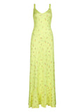 Vevesc  Yellow Floral Print Summer Vacation Beach Dresses For Women Sleeveless V Neck Elegant Sexy Boho Mermaid Dress