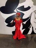 Vevesc Couture African Sweetheart Shape Mermaid Long Evening Dresses Aso Ebi Stylished Strapless Sexy Party Dresses Maxi Gowns