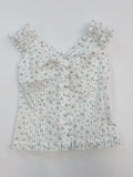 Vevesc  Sweet Ruffle Sleeveless Floral Blouse Top Women New Casual Single Breasted Folds Tank Tops Vest Steetwear Vintage Chic Camisole