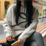 Vevesc Elegant Bow Sweaters Women Vintage Y2k Knitted Pullovers Autumn Winter Loose Long Sleeve Aesthetics Streetwear Jumpers