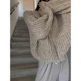 Vevesc Streetwear Hooded Knitted Cardigan Women Y2K Cropped Ripped Sweater Korean Oversized Knitwear Harajuku Zipper Jumper Coat