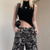 Vevesc High Street Metal Star Turtleneck Black Vest for Women Sexy Irregular Slim Fit Tank Top Y2k E-Girl Sleeveless Tops Mujer