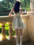 Vevesc  French Elegant Camisole Dresses Solid Color Sleeveless Bandage Ruffles Vestidos De Mujer Summer 2025 New Dress Women's Clothing