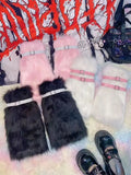 Vevesc Y2k Punk Personality Streetwear Japan Warm Faux Fur Stocking Sweet American Gothic Vintage Girl Leg Warmers Covers Thick Stocks