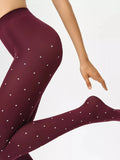 Vevesc  Polka Dot Leggings Women's Sexy Slim Stockings Red Large Size Stretch Leggings Y2k Women's Spring Autumn Winter Leggings