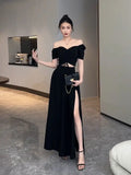 Vevesc Summer Black Vintage Two Piece Skirt Set WomenDesigner Party Midi Skirt Suit Femake Korean Fashion Elegant Split Skirt Set