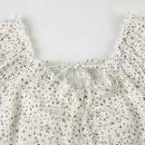 Vevesc  Sweet Floral Print Cute Prairie Chic Women Causal Shirts Summer Fashion Trendy Japan Style Blouses