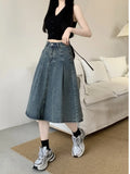 Vevesc Women's Blue A-line Denim Skirt Y2k Jean Shorts Skirts Harajuku 90s Vintage Mini Cowboy Skirt 2000s Fashion Clothes Summer