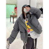 Vevesc Winter Short Parkas Women Streetwear Cropped Cotton Padded Jacket Korean Thick Puffer Coat Oversized Warm Down Outwear New