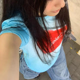 Vevesc  Cartoon Fruit Crop Top Short Sleeve T-Shirt Graphic Print TShirt Cropped harajuku fairycore 2000s y2k grunge korean clothes cute