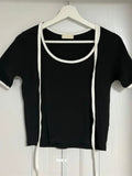 Vevesc Y2k Aesthetic Contrast Color Women T-shirts Harajuku Bottoming Grunge Crop Tops 2025 Vintage Streetwear Bandage Tee Shirts Femme