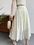 Vevesc  Elegant High-Waisted Pink A- Line Skirt Sweet Umbrella Design Sensibility Plenty of Pleats Medium-Length Women's Fashion