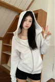 Vevesc Korean Casual Sweatshirt Jacket Solid Color Zipper Hoodie New Pure Cotton Versatile Slim Sweatshirt Autumn and Winter Sports Top