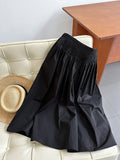 Vevesc  Elegant High-Waisted Pink A- Line Skirt Sweet Umbrella Design Sensibility Plenty of Pleats Medium-Length Women's Fashion