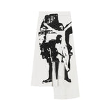 Vevesc Summer Irregular Vintage Print Skirt for Women Y2k High Waist Split White Skirts Fashion Mid-length Loose Faldas Mujer