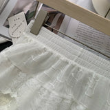 Vevesc  Ruffles Women Skirts Lace Solid Spring Summer Sweet Korean Fashion Faldas Mujer A-line High Waist Sexy Mini Skirt