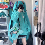 Vevesc Cute Cat Embroidered Hooded Sweatshirts Female 2024 Loose Zipper Coat Women Y2k Long Seeve Japanese Style Clothing