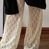 Vevesc  Y2k Japanese Style Women Pants Lace Solid Spring Summer Thin Pantalones De Mujer Fashion Elegant Vintage Trousers
