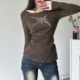 Vevesc Winter New Brown Vintage All-match Casual Tight Warm High Street Sweet Gentle Women's Basic Pullover Sweater