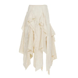 Vevesc  Fashion Chic Lace Spliced Women’s Irregular Skirts Summer Retro  Design New Long Skirts Eleagnt Classical
