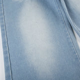 Vevesc  Fashion Light Blue Washed Casual Jeans Y2K Street Style Straight Denim Pants Women Summer Minimalist Chic Outfits